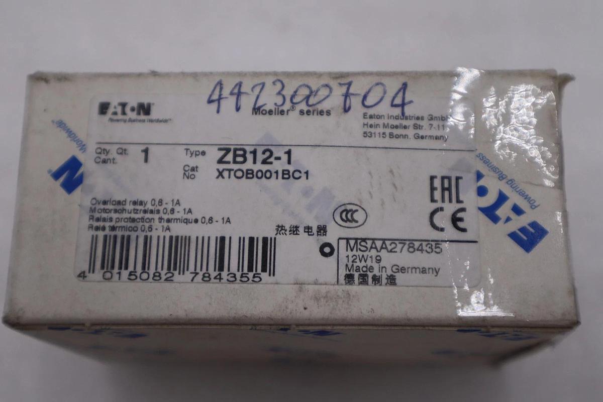 Used NEW EATON XTOB001BC1 ZB12-1 690V 0.6-1A STOCK H345A