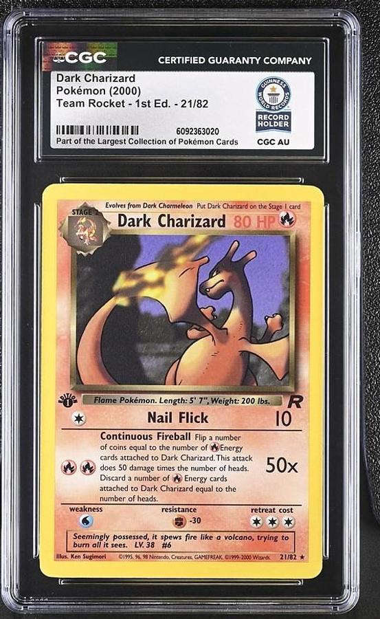 Used Dark Charizard Pokémon 2000 Team Rocket - 1st Edition 21/82 CGC WORLD RECORD 1/1