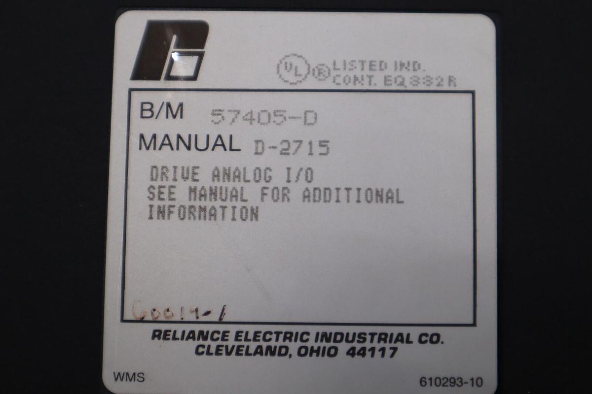 Used Reliance Electric 57405-D Drive Analog I/O Module PLC AutoMax STOCK G295