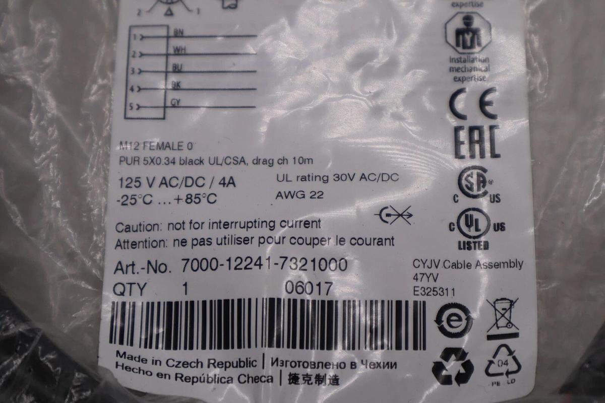 Used MurrElektronik 7000-12241-7321000 M12 female 0DEG A-cod. with cable STOCK 4910