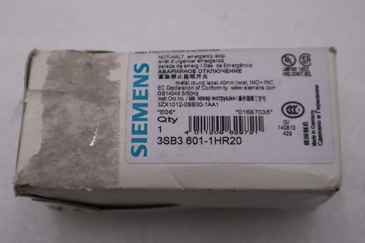 Used NEW IN BOX SIEMENS 3SB3 601-1HR20 EMERGENCY STOP STOCK H421A