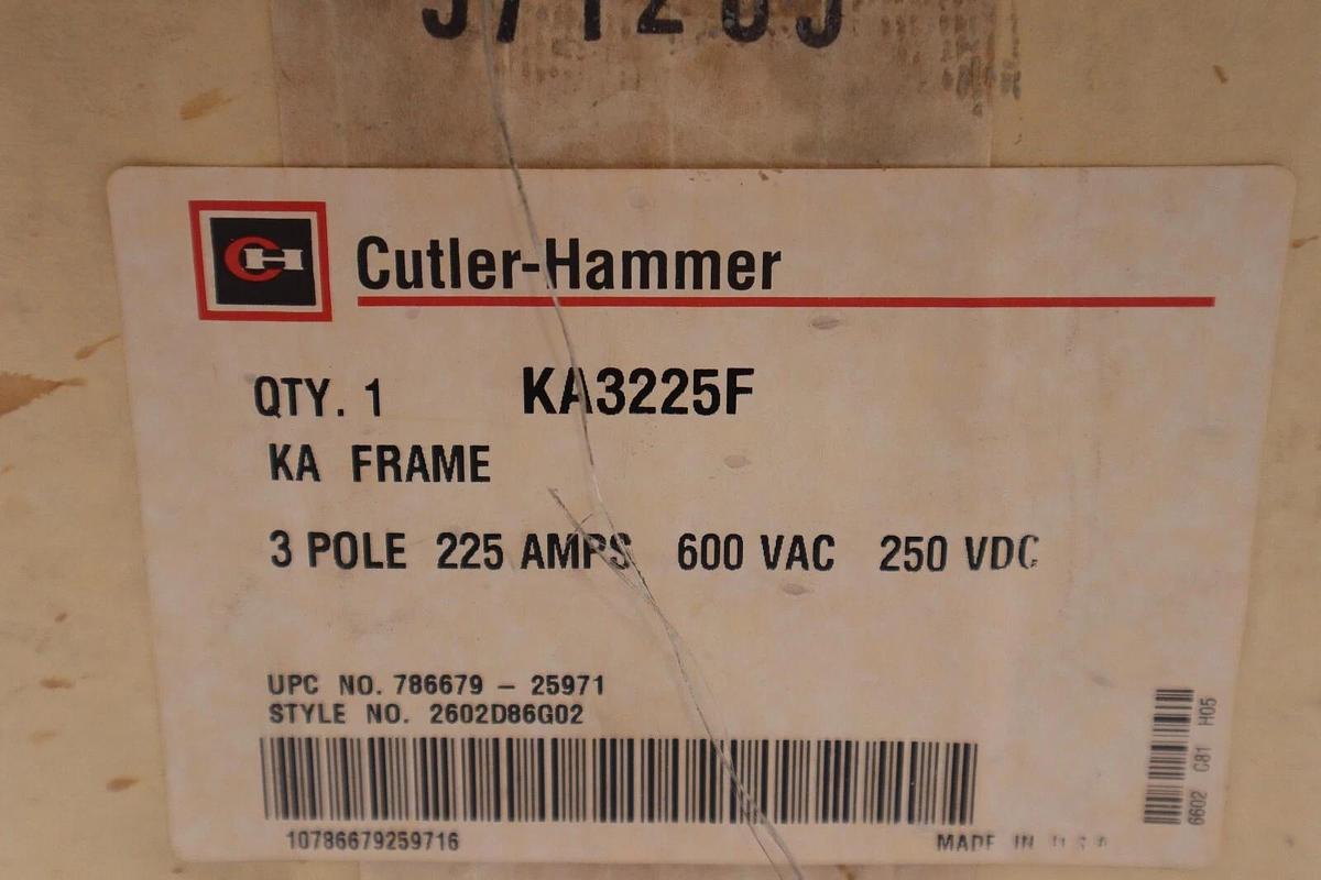 CUTLER HAMMER KA3225F 600VAC 225A #1946-A