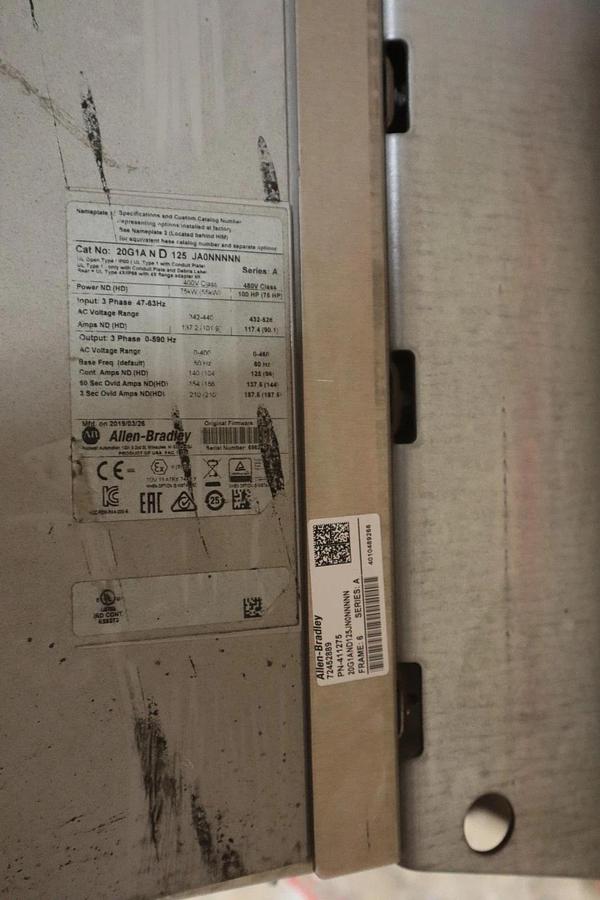 Used ALLEN BRADLEY 20G1AND125JA0NNNNN PowerFlex 755 AC Drive 100 HP - STOCK CC106