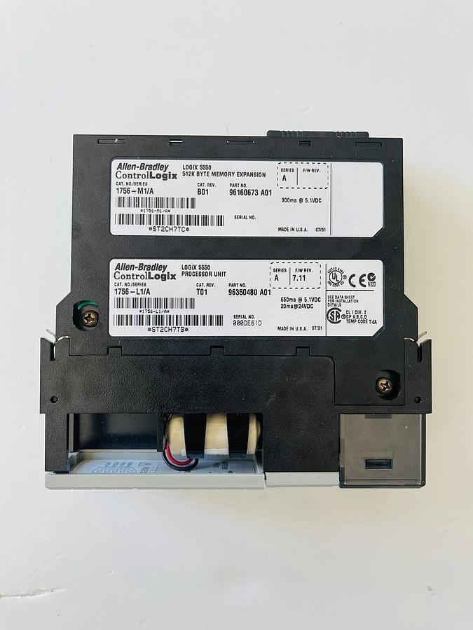 Used Allen Bradley 1756-L1/A 1756-M1/A ControlLogix 5550 Processor CPU PLC #K-552