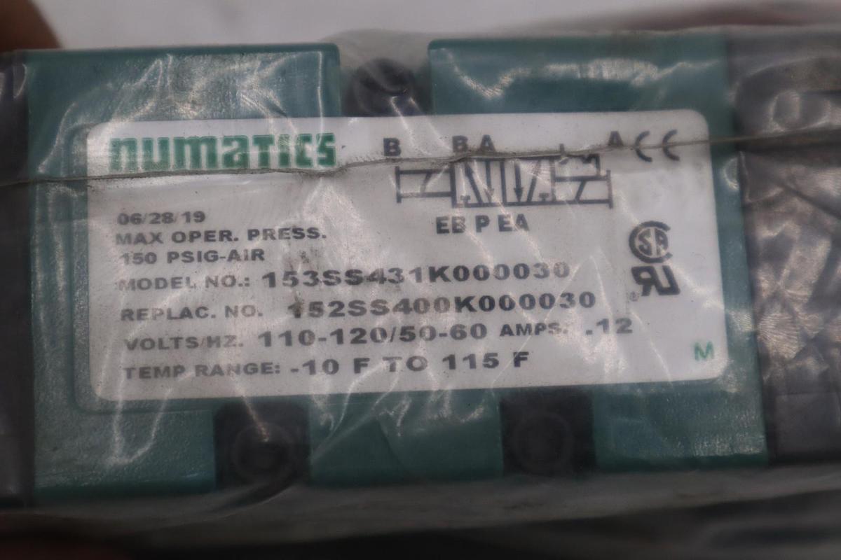 Used Numatics 153SS431K000030 Pneumatic Solenoid Valve 110-120v-ac 150psi NEW #5650CC