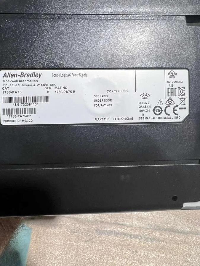 Used NEW AB ALLEN BRADLEY 1756-PA75 POWER SUPPLY SER.B STK K749CC