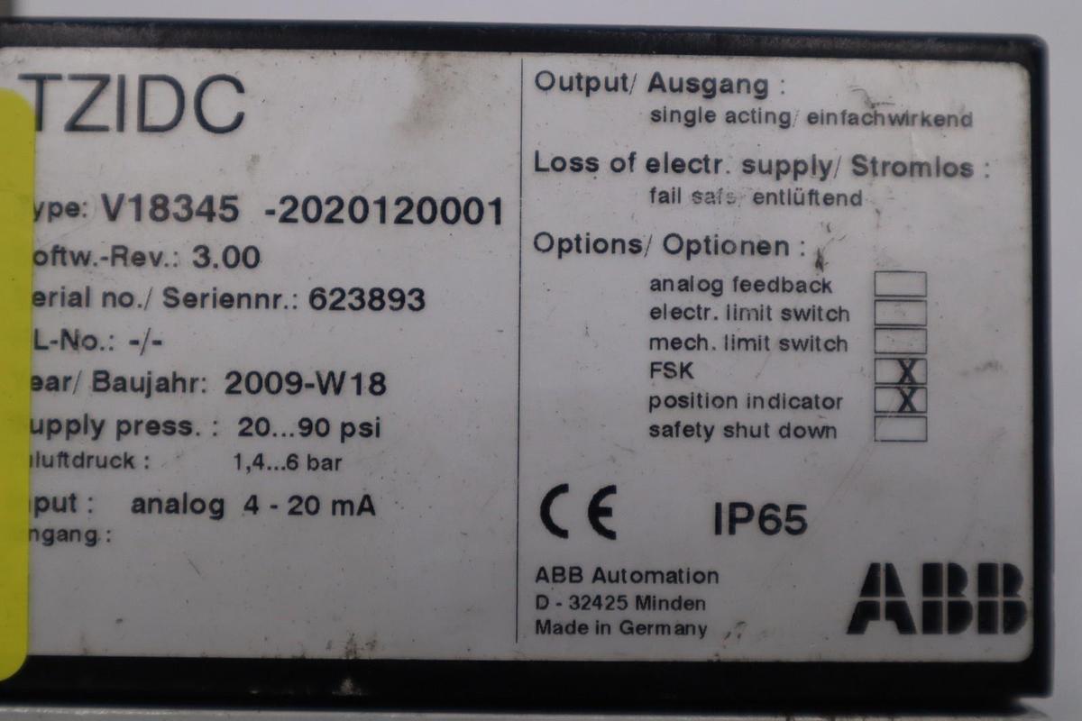 Used ABB V18345-2020120001 Valve Positioner - STOCK 3139CC