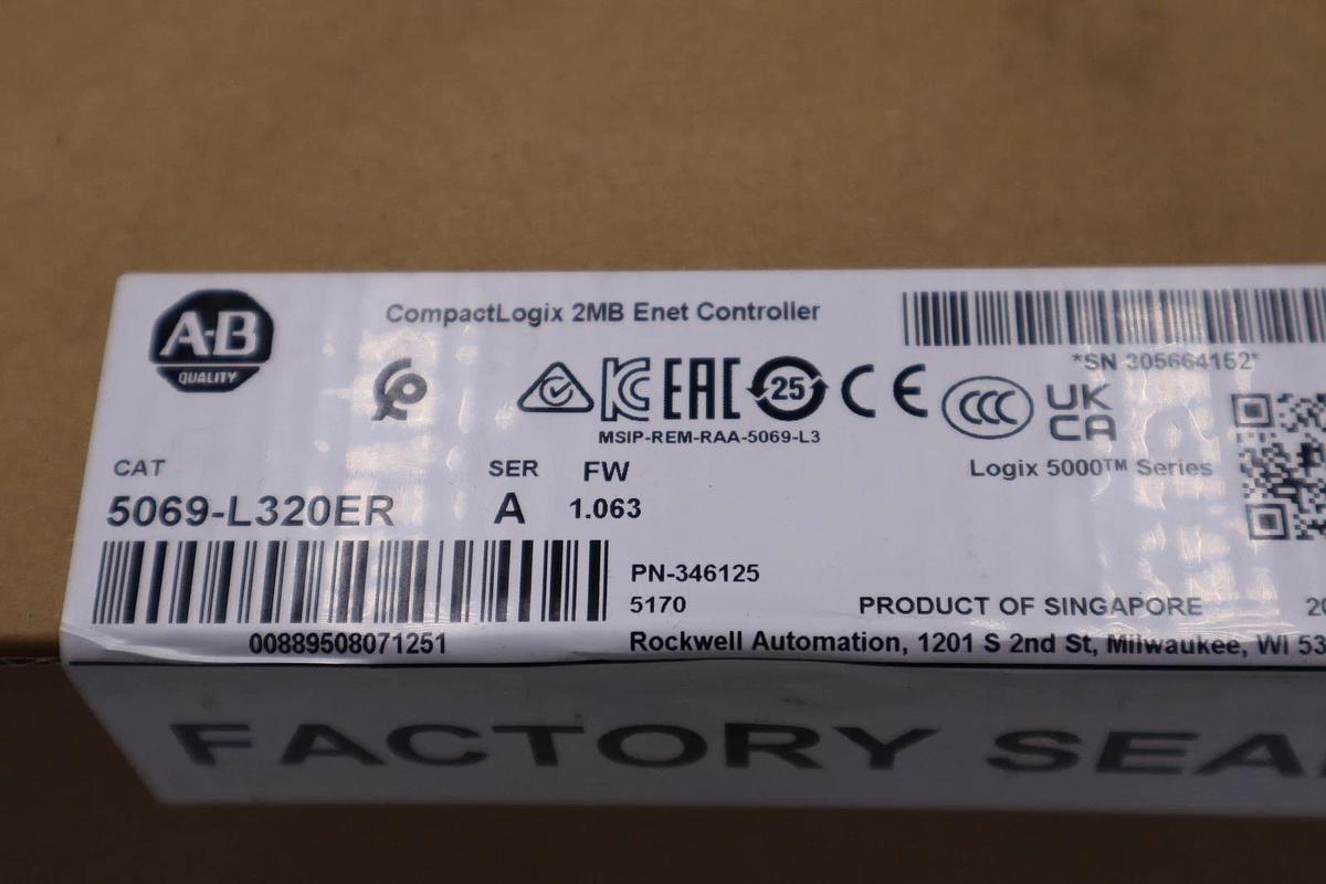 Used SEALED Allen Bradley 5069-L320ER CompactLogix 5380 2MB Controller - STOCK GF27