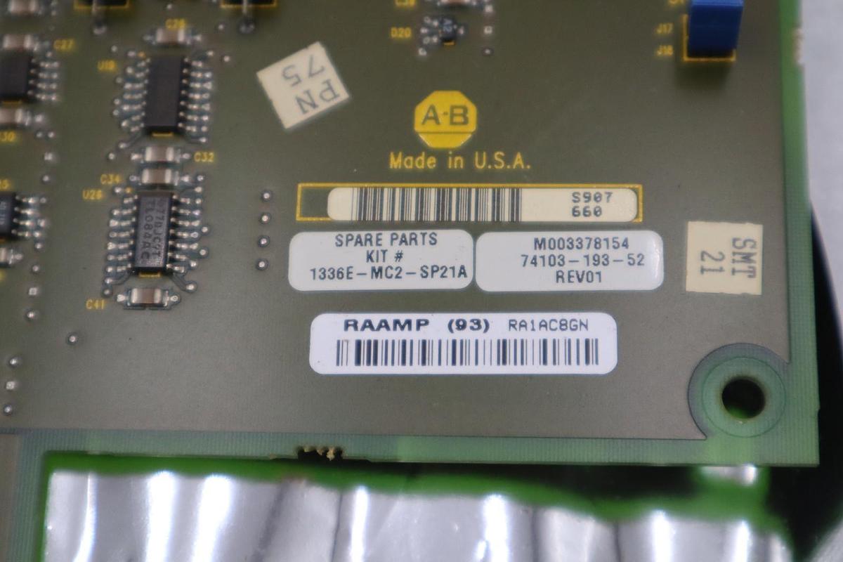 Used Allen Bradley 74103-193-52 Rev 01 PCB Drive Board 1336E-MC2-SP21A 1336E-EN2 AB