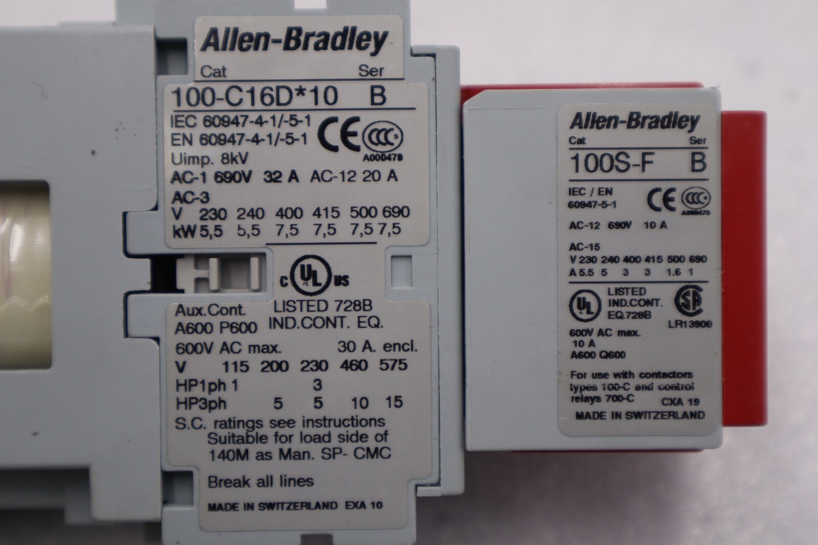 Used Allen Bradley 100S-C16DJ14C Guard Master Safety Contactor STOCK L-484-C