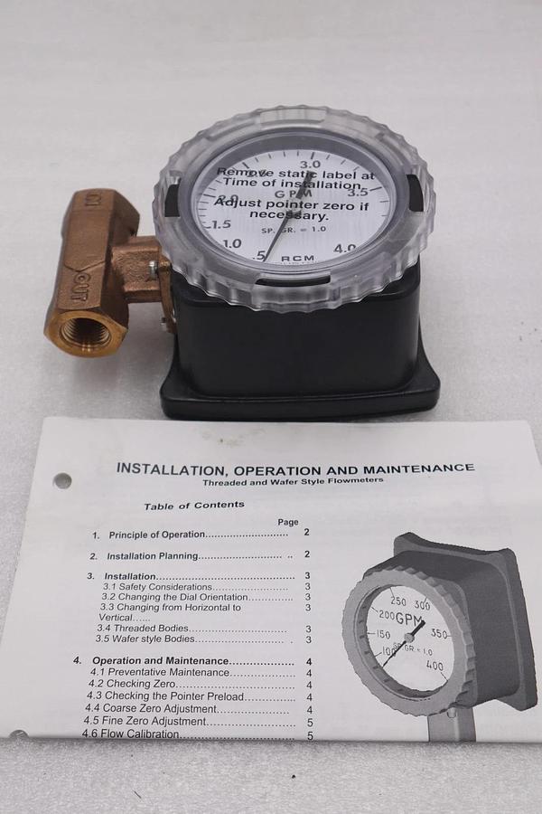 NEW RCM 1/2-71-VDR-4 INDUSTRIES FLOWMETER MAX PRESSURE STOCK 4533