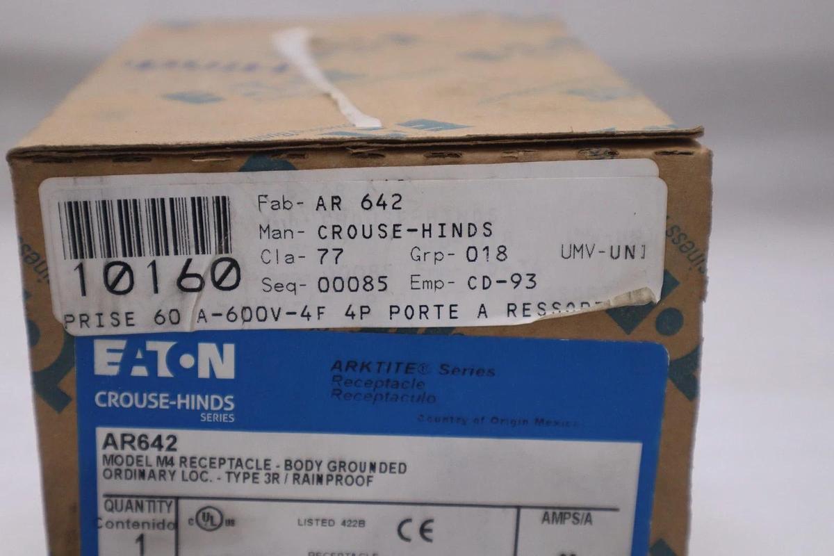 NEW OPEN BOX Crouse Hinds - AR642 - Eaton Arktite Ar Receptacle STK 2077B 782274062709
