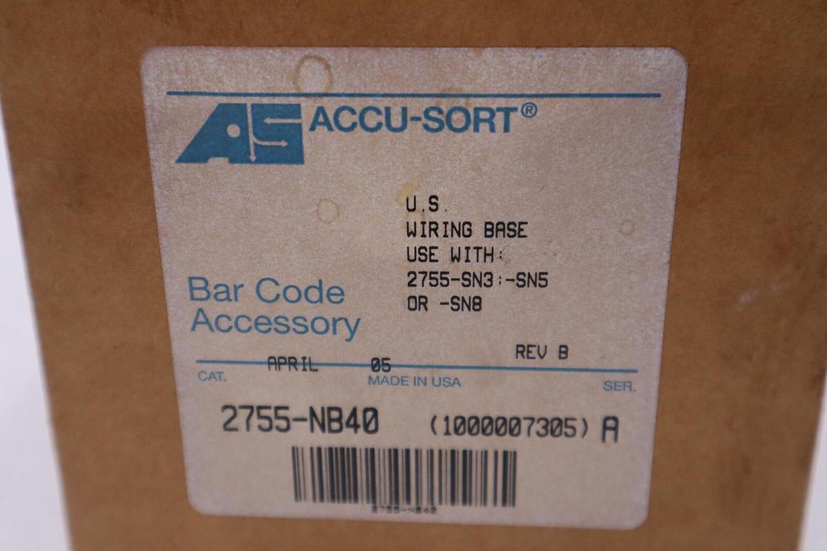NEW ACCU-SORT 2755-NB40 WIRING ADAPTER BASE 2755NB40 STOCK H224