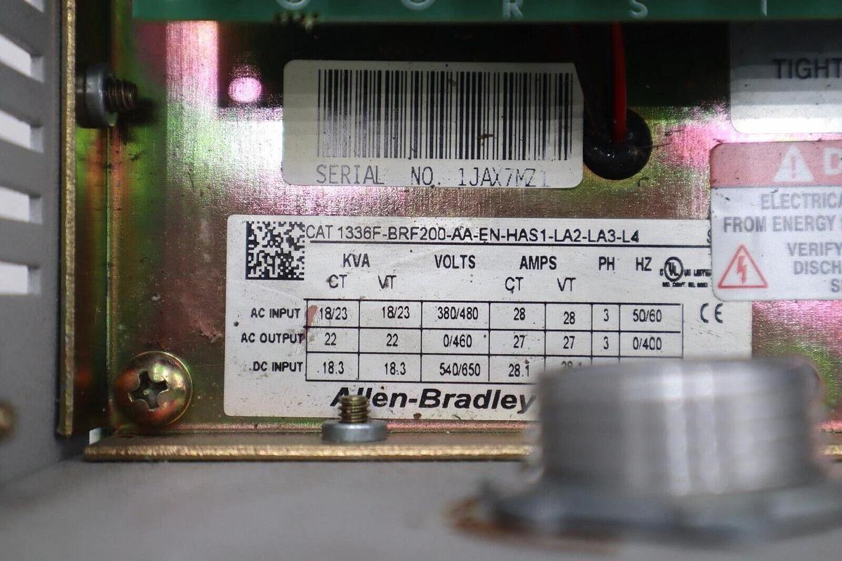 Used ALLEN BRADLEY 1336F-BRF200-AA-EN-HAS1 / 1336F-BRF200-AA-EN-HAS1-LA2 STOCK 2401