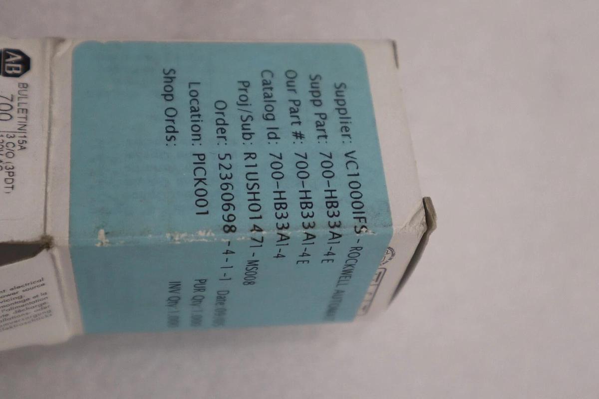 AB ALLEN BRADLEY 700-HB33A1-4 Series E Relay 120 VAC NEW OPEN BOX STOCK K-3247