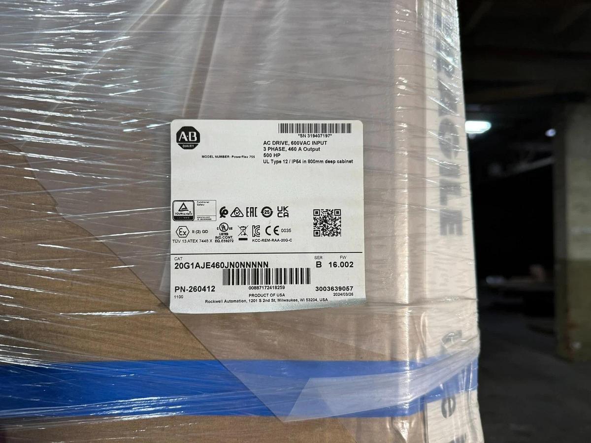 Used Allen Bradley 20G1AJE460JN0NNNNN PowerFlex 755 500 HP AC DRIVE NEW 2024