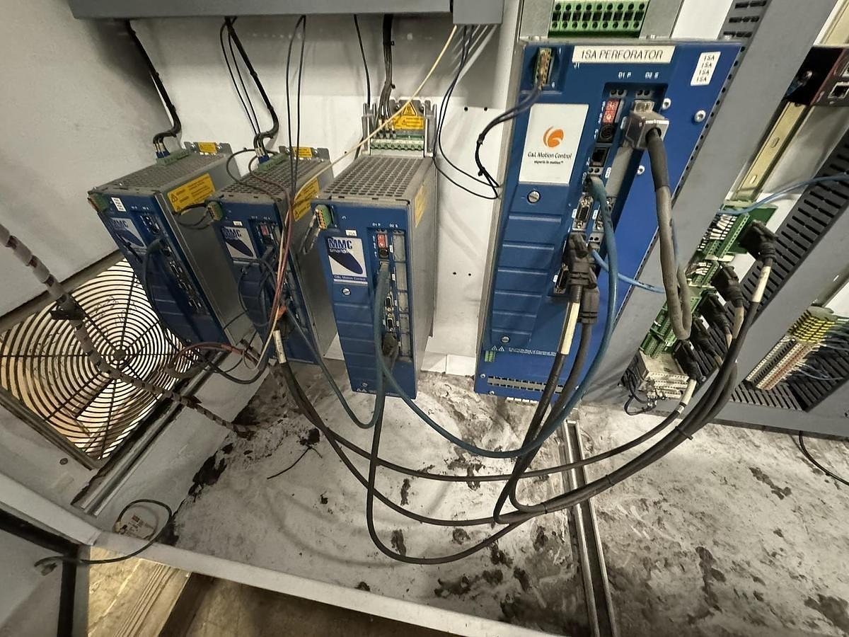Used 42" WIDE ELSNER ENR-1000 AUTOMATIC REWINDER FOR NONWOVEN WIPES 10" REWIND DIA.