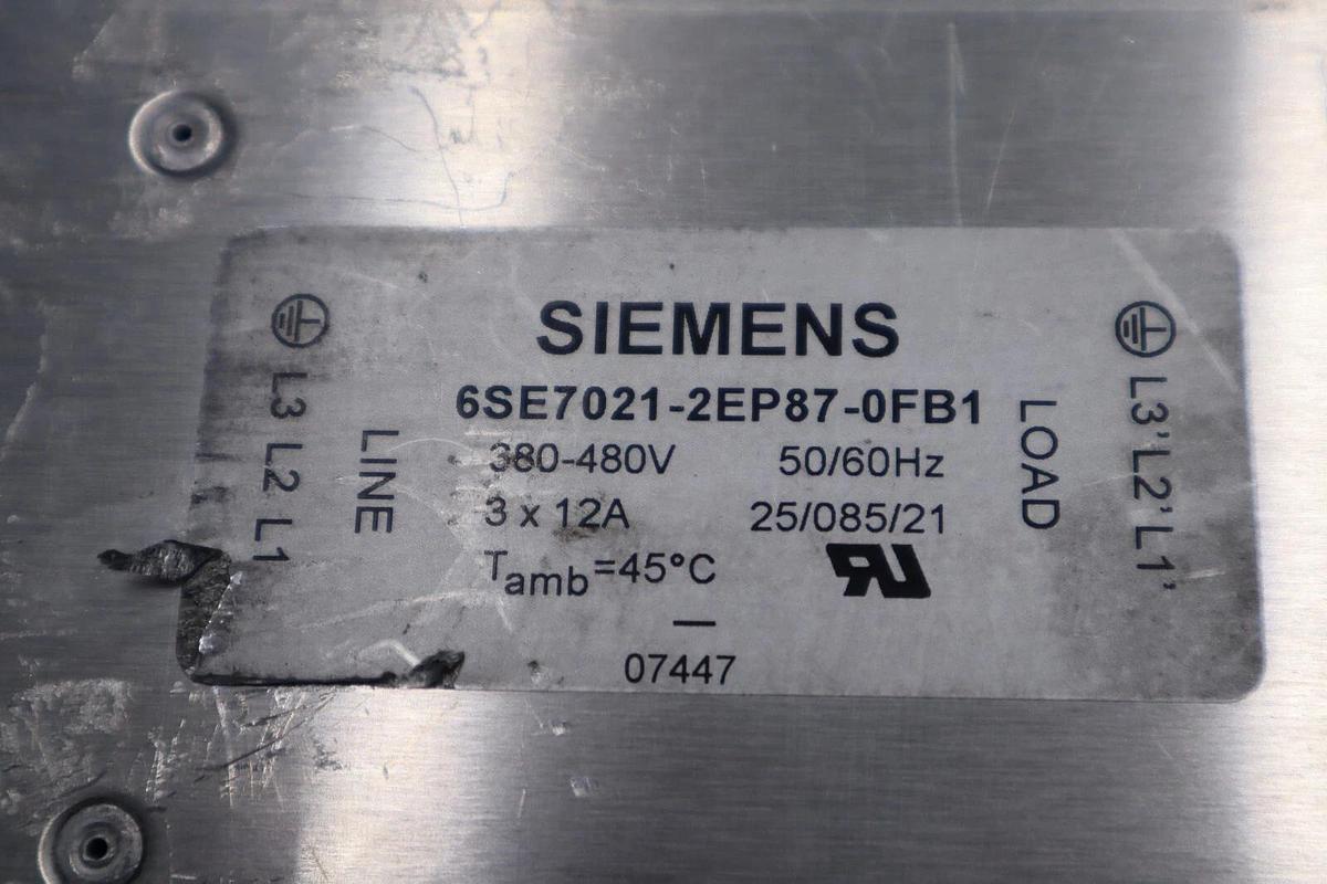 Used SIEMENS 6SE7021-2EP87-0FB1 RFI FILTER WITH 2 PERCENT REACTOR 12 AMP STOCK 5369