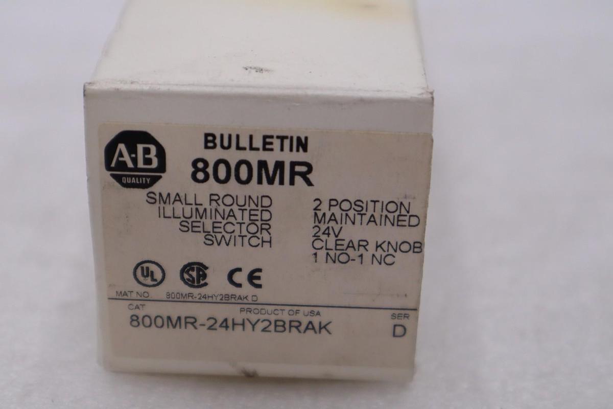 Used Allen Bradley 800MR-24HY2BRAK Ser D 2 Pos Illuminated Selector Switch STK H535A