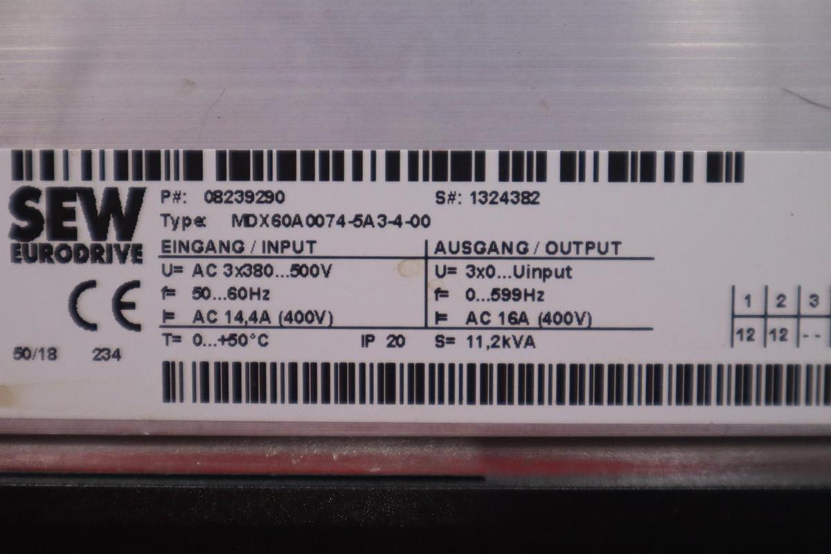 Used Sew Eurodrive MDX61B0075-5A3-4-0T Movidrive Drive Inverter H-775C