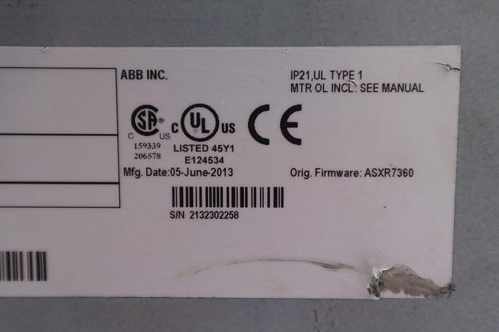 Used ABB IP21 UL Type 1 AC Drive acs880-u1-0040-5+p901 40 HP  #4108