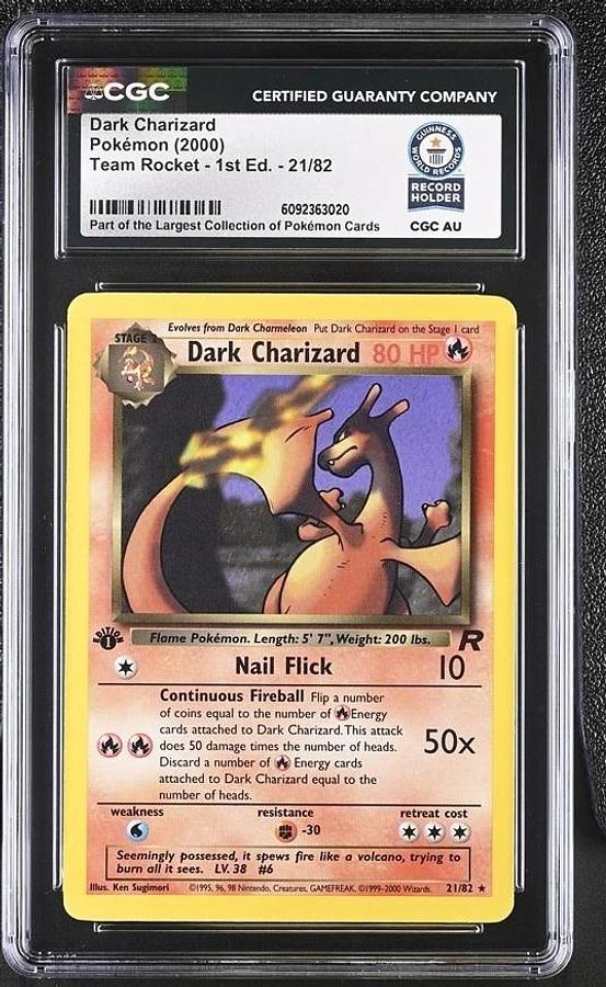 Used Dark Charizard Pokémon 2000 Team Rocket - 1st Edition 21/82 CGC WORLD RECORD 1/1