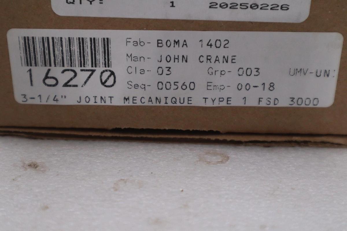 Used John Crane FSD-3000/ D-3250-331-'0' 3.250" TYPE 1 Spring Seal Assembly #GF907