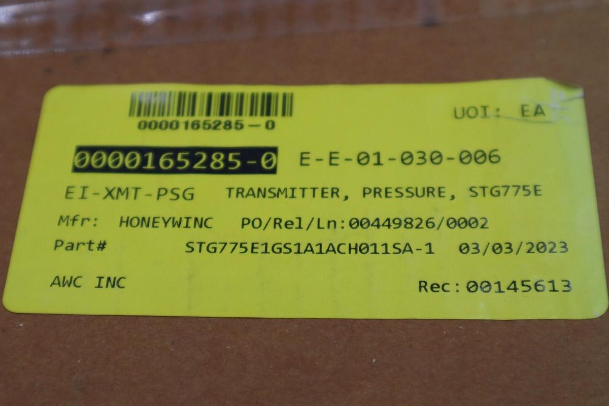 Honeywell STG775-E1GS1A-1-A-CH0-11S-A-10A0-00-0000 SMART TRANSMITTER STOCK G479
