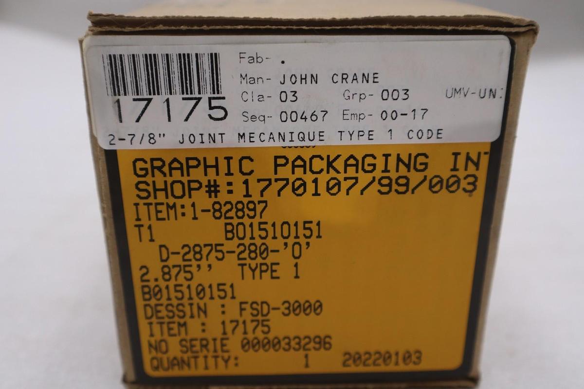 John Crane D-2875-280-"0" TYPE 1 2-7/8" Spring Seal Assembly - STOCK GF476A