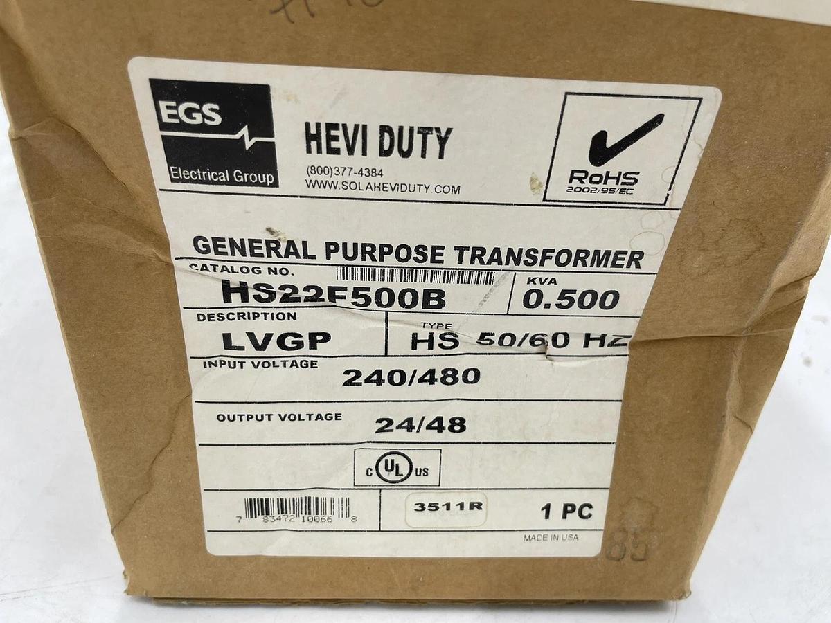 Used EGS Hevi Duty HS22F500B Control Transformer 500 VA .500 KVA STOCK 1488