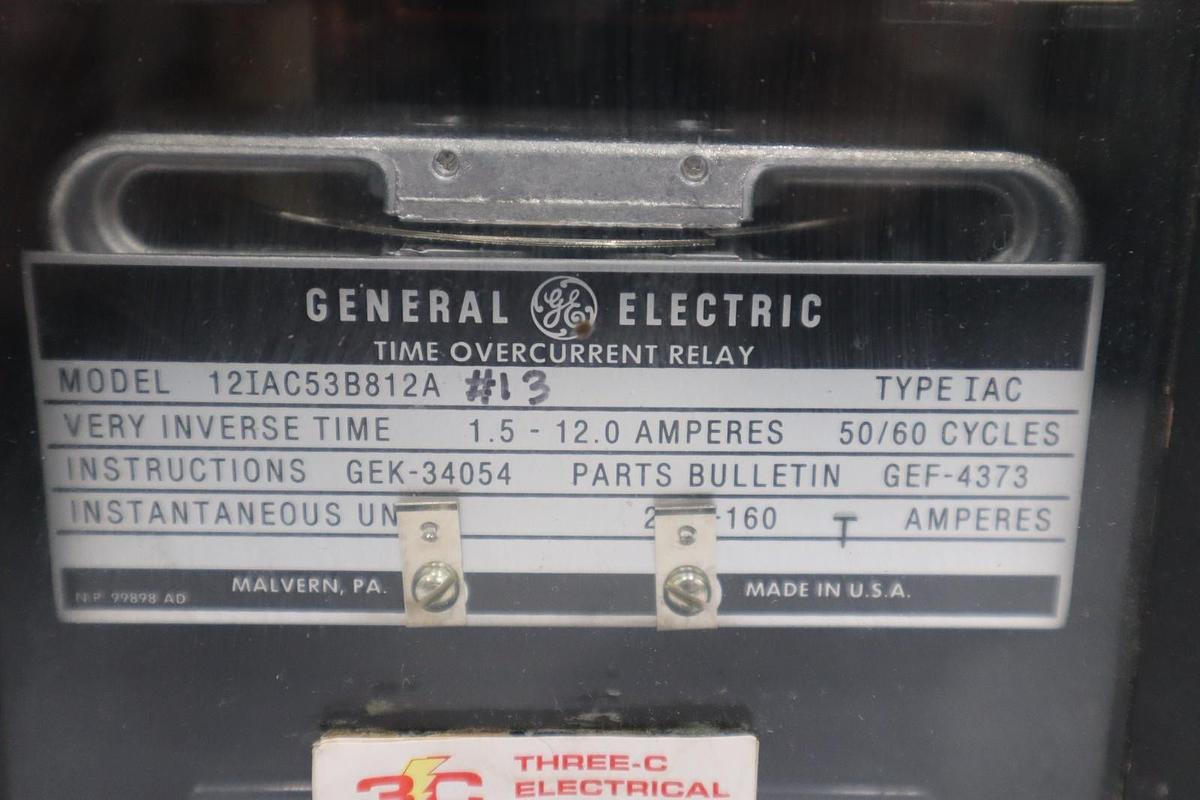Used GE Type IAC Time 12IAC53B812A RELAY TIME OVERCURRENT - STOCK GF171