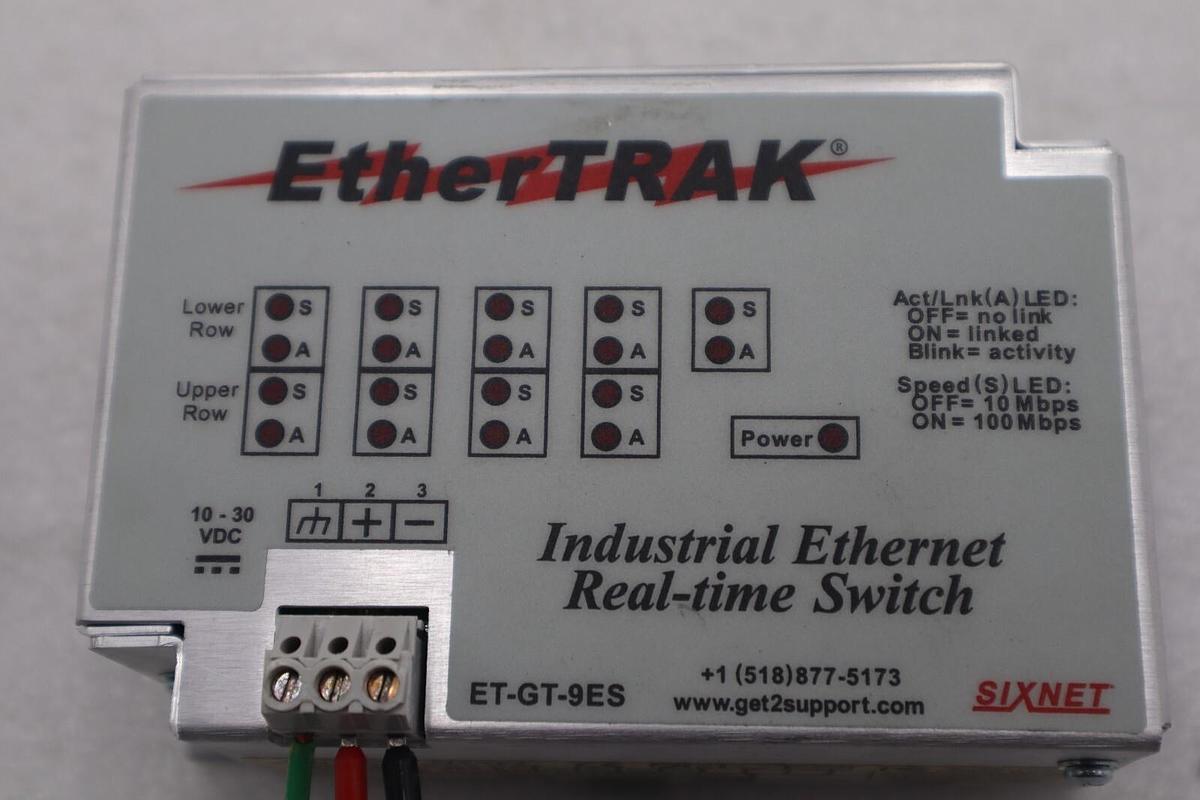 Used Sixnet Model: ET-GT-9ES-1 Real-time Industrial EtherTRAK Switch STOCK L-288-C