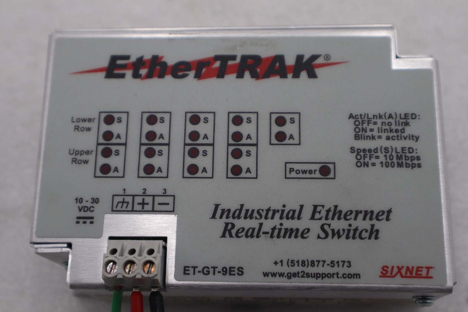 Used Sixnet Model: ET-GT-9ES-1  Real-time Industrial EtherTRAK Switch STOCK L-288-C