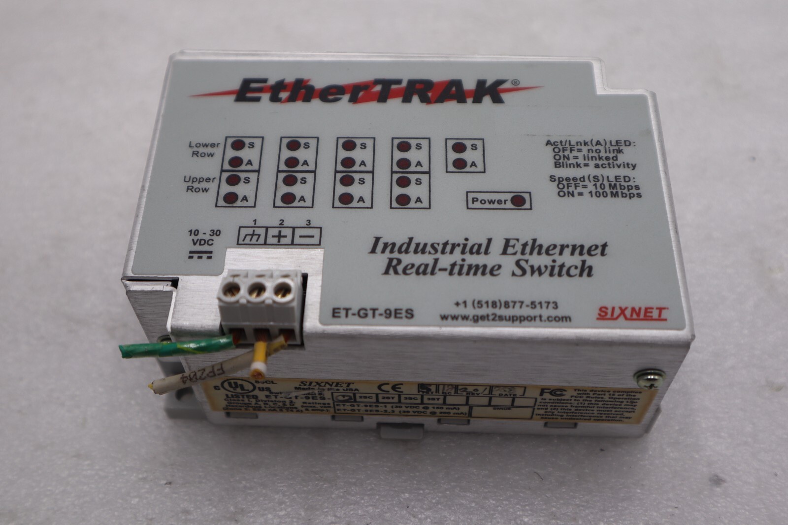 Used Sixnet Model: ET-GT-9ES  Real-time Industrial EtherTRAK Switch STOCK L-272-C