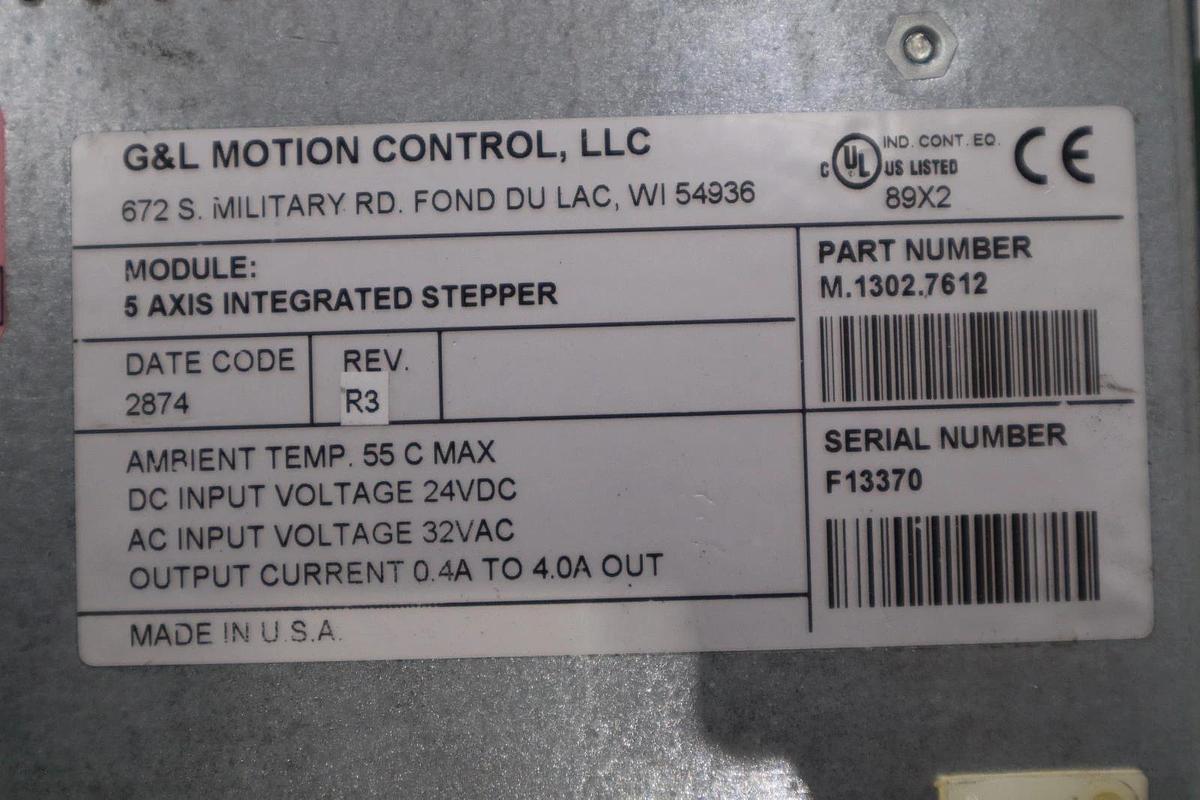 Used G & L MOTION CONTROL M.1302.7612 5-Axis Integrated Stepper 32Vac STOCK 6015