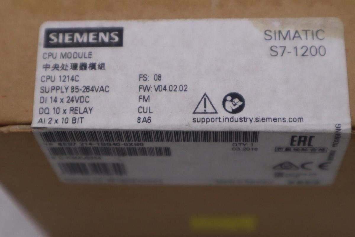 NEW SEALED SIEMENS 6ES7 214-1BG40-0XB0 COMPACT CPU SIMATIC S7-1200 STOCK H173A