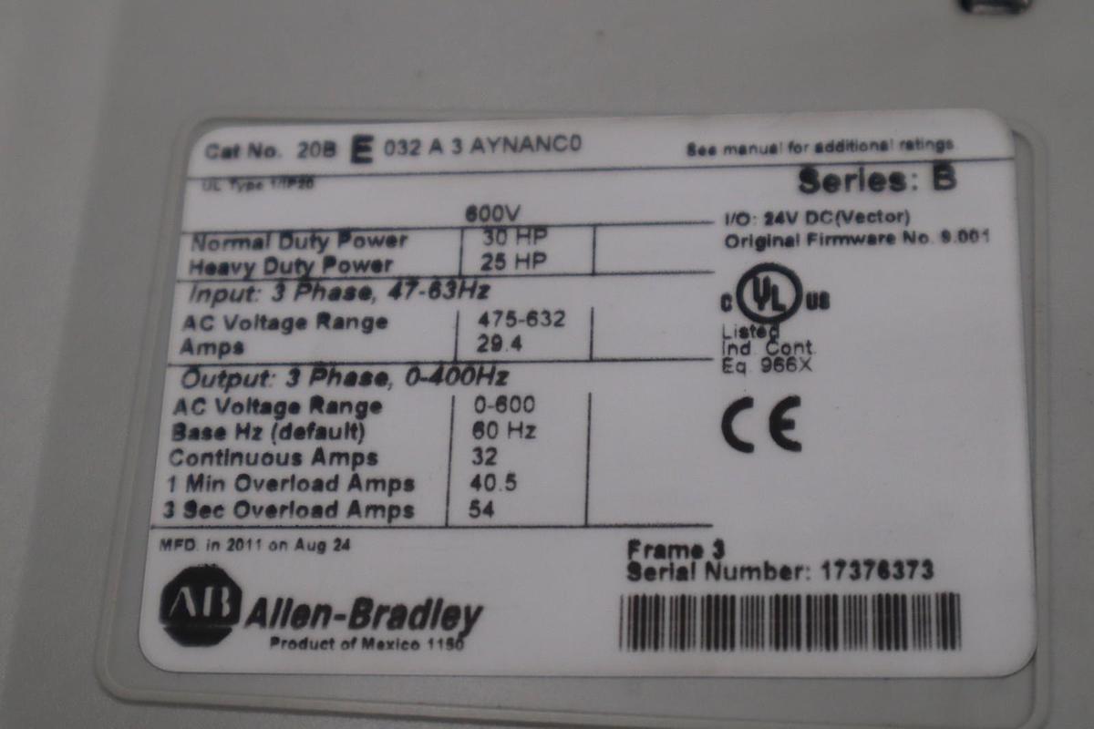 Used 30HP 20BE032A3AYNANC0 PowerFlex 70 Allen Bradley Drive VFD Stock SGF-82