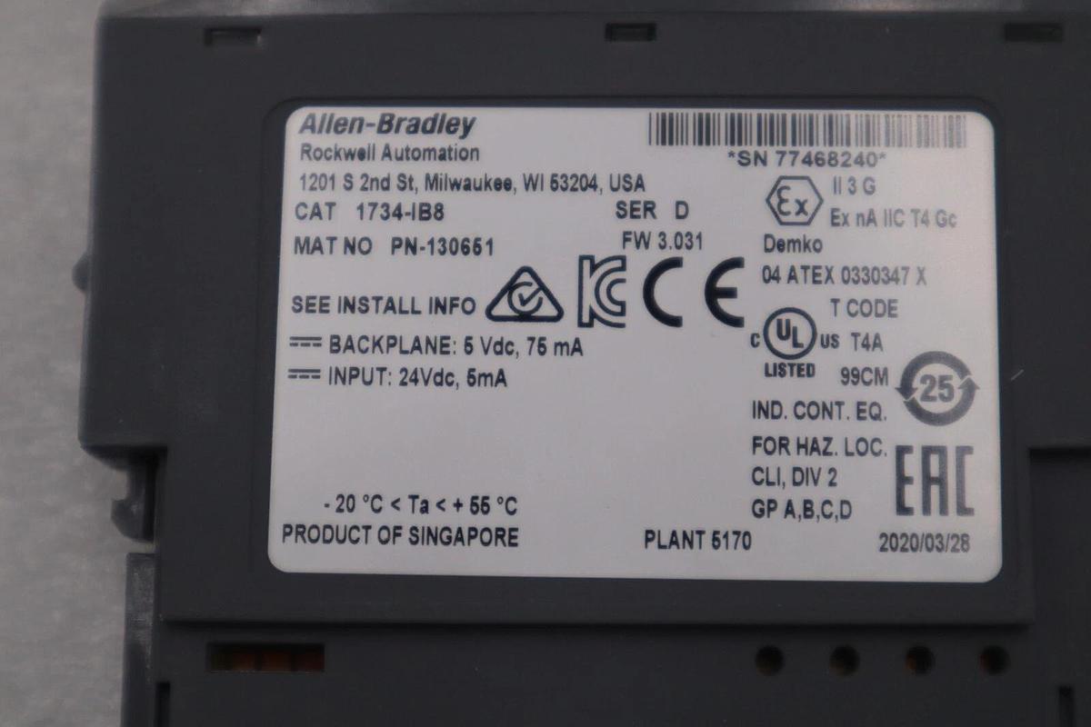 Used New Allen-Bradley 1734-IB8 8 Point Digital Input Module 1734IB8 STOCK G927A