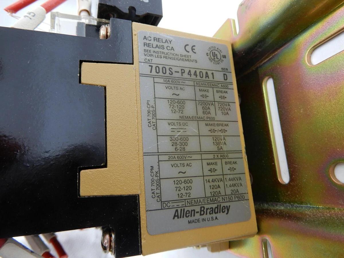 Used ALLEN BRADLEY 700-P440A1 SER D INDUSTRIAL AC RELAY 10A 600VAC STOCK 819