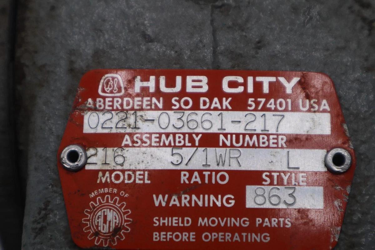 Used HUB CITY 0221-03661-217 MODEL 216 STYLE L GEAR REDUCER STOCK #M-62
