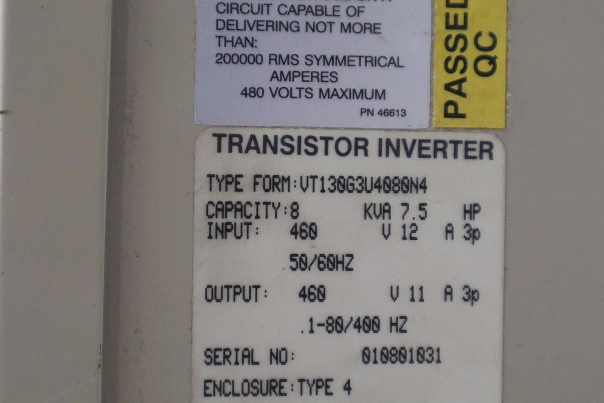 Used TOSHIBA G3 TOSVERT-130 TRANSISTOR INVERTER vt130g3u4080n4 7.5 HP STOCK 4334