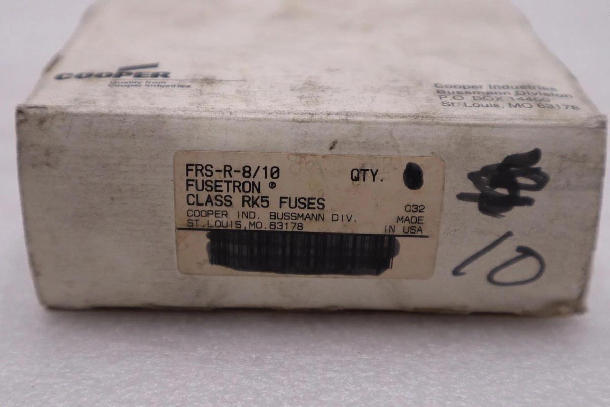 Used BOX OF 10 - Bussmann Fusetron FRS-R-8/10 Dual Element Time Delay Fuse - #GF575A