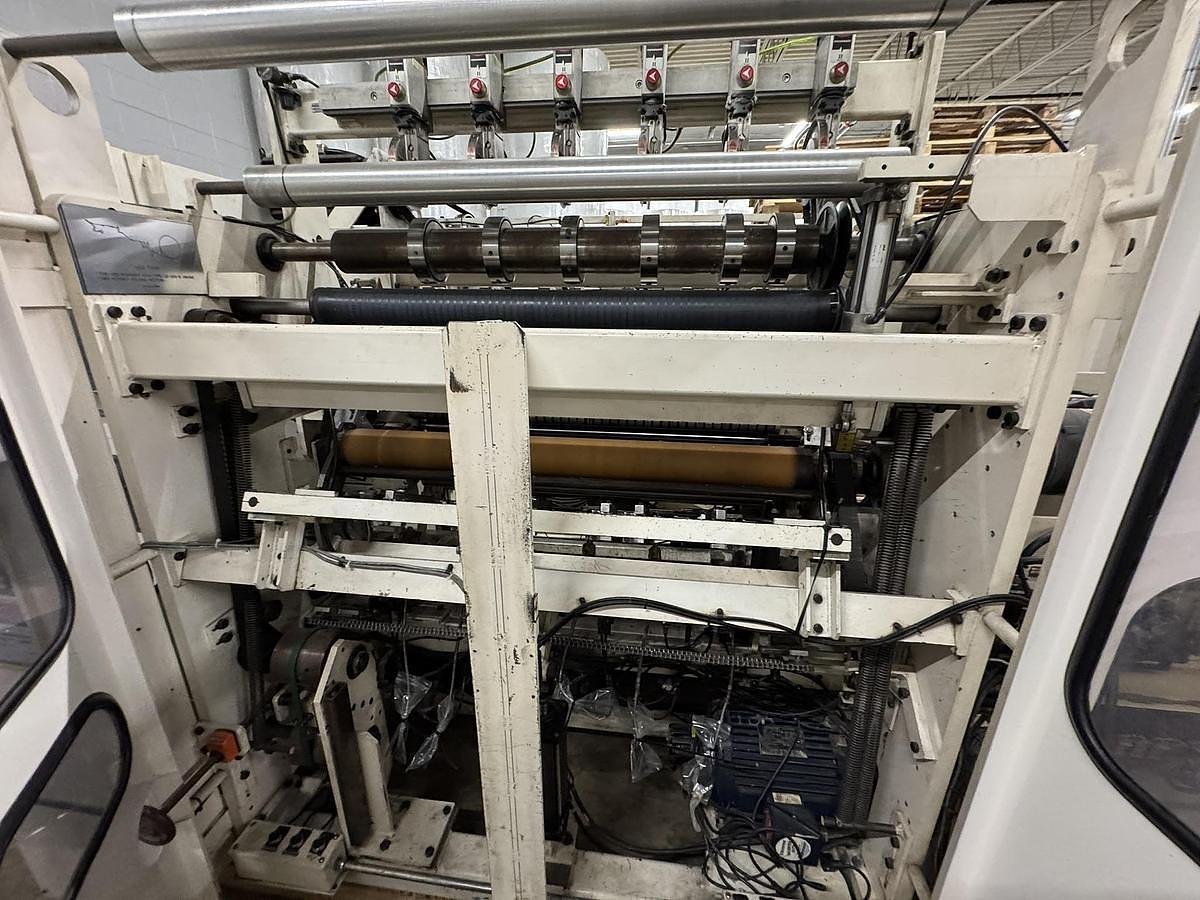Used 42" WIDE ELSNER ENR-1000 AUTOMATIC REWINDER FOR NONWOVEN WIPES 10" REWIND DIA.