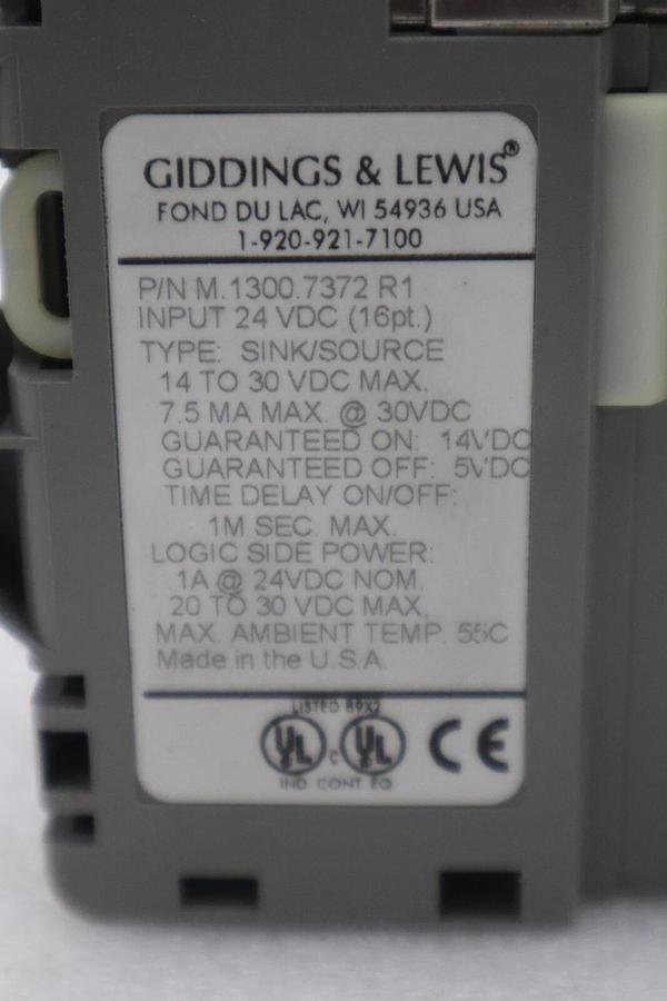Used GIDDINGS & LEWIS M.1300.7372 R1 Input Module 24VDC SINK/SOURCE STOCK 654-D