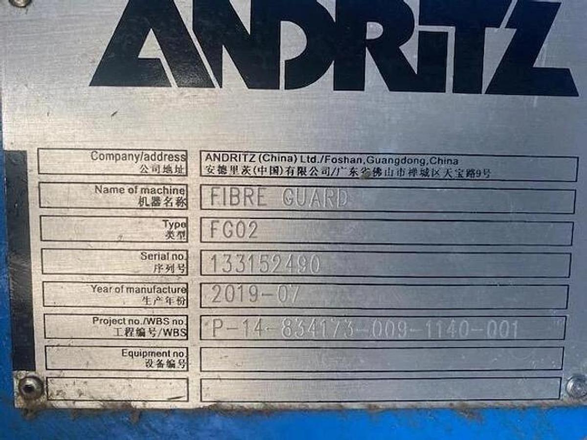 Used ANDRITZ MODEL FGO2 FIBREGUARD STAINLESS STEEL MANUFACTURED 2019