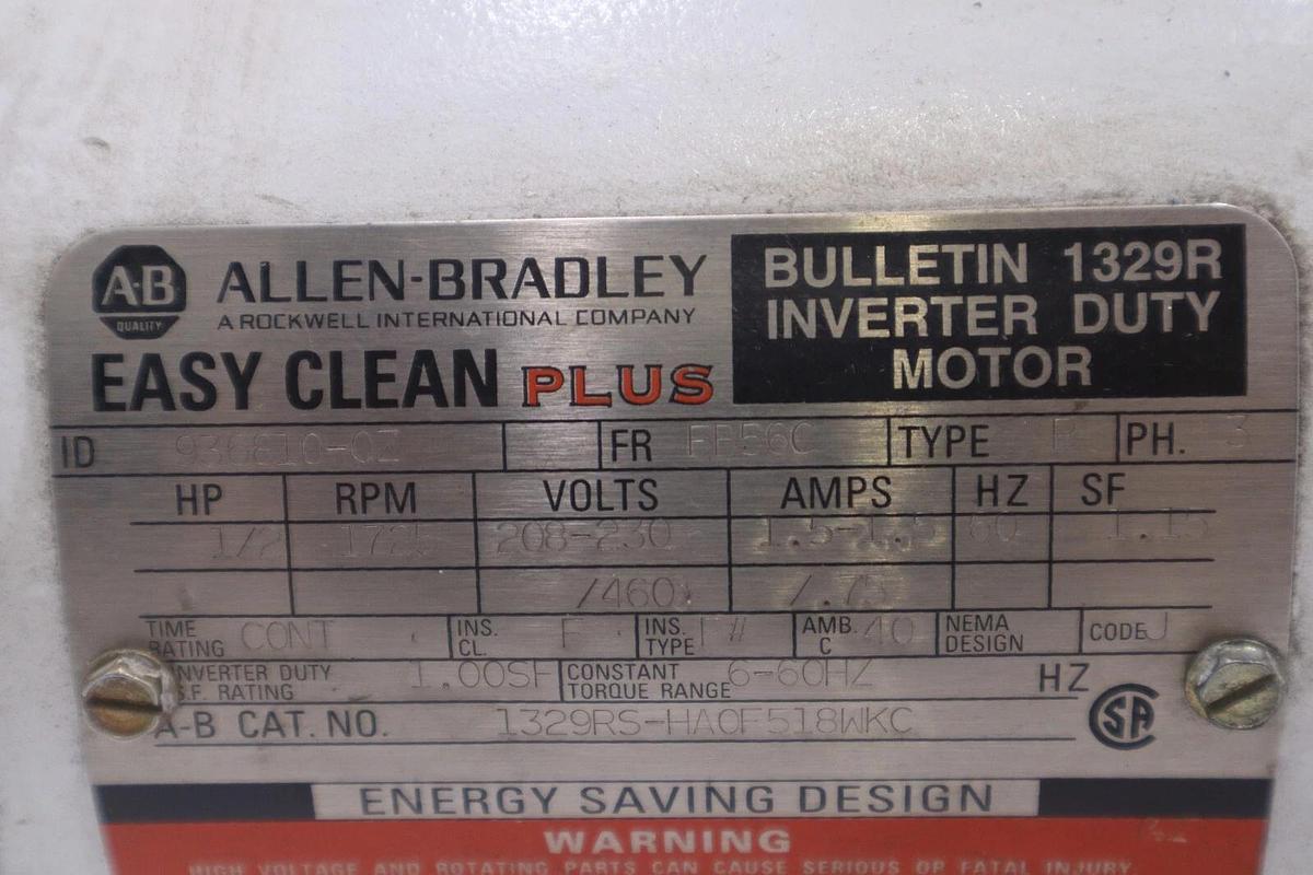 Used ALLEN BRADLEY BULLETIN 1329RS-HAOF518WKC INVERTER DUTY MOTOR #M-40