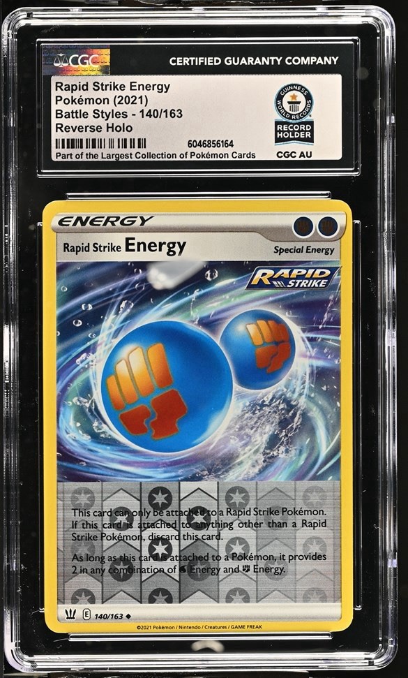 Used Rapid Strike Energy 140/163 Battle Styles Pokemon Reverse Holo CGC WORLD RECORD