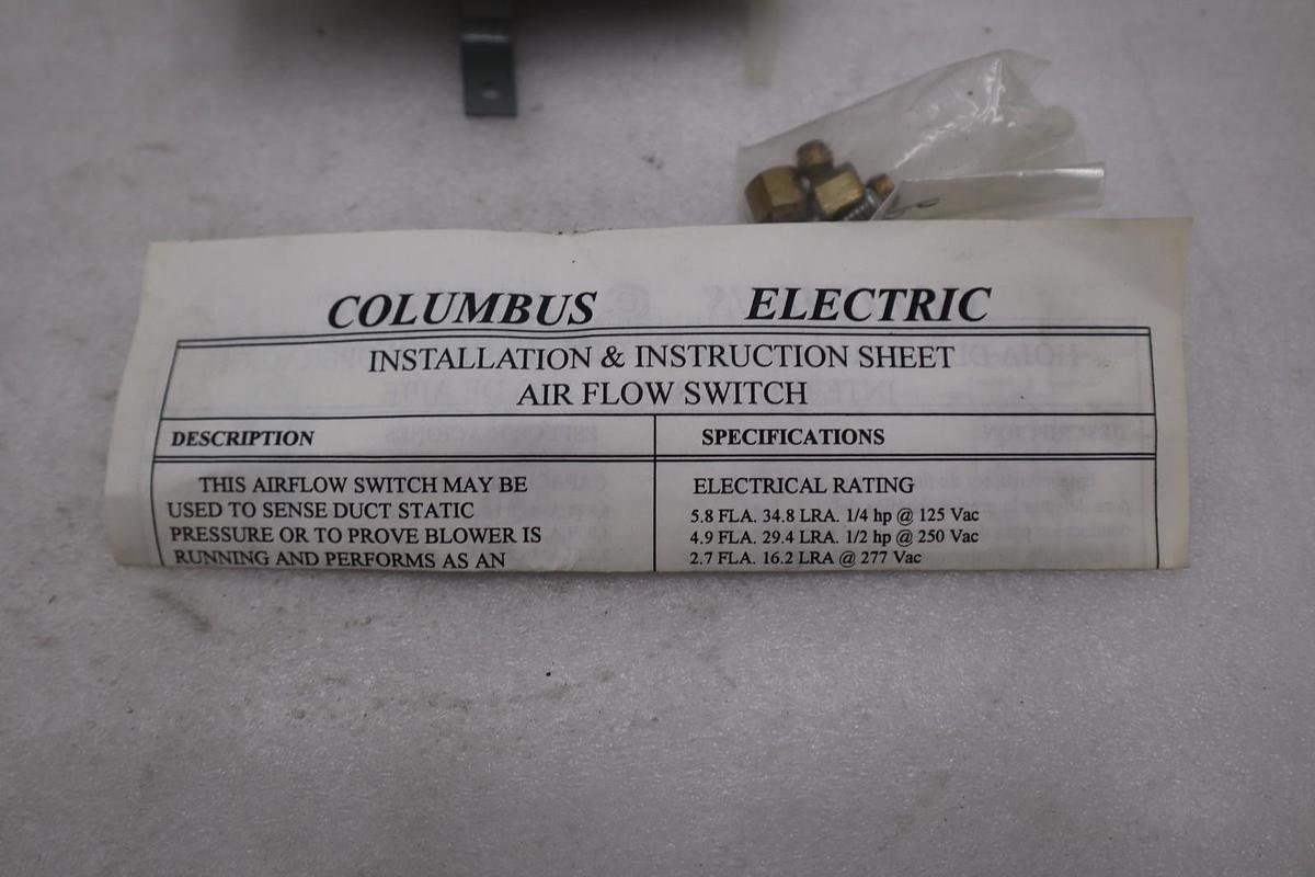 COLOMBUS AIR FLOW SWITCH RH3A - NEW IN BOX - STOCK GF664A