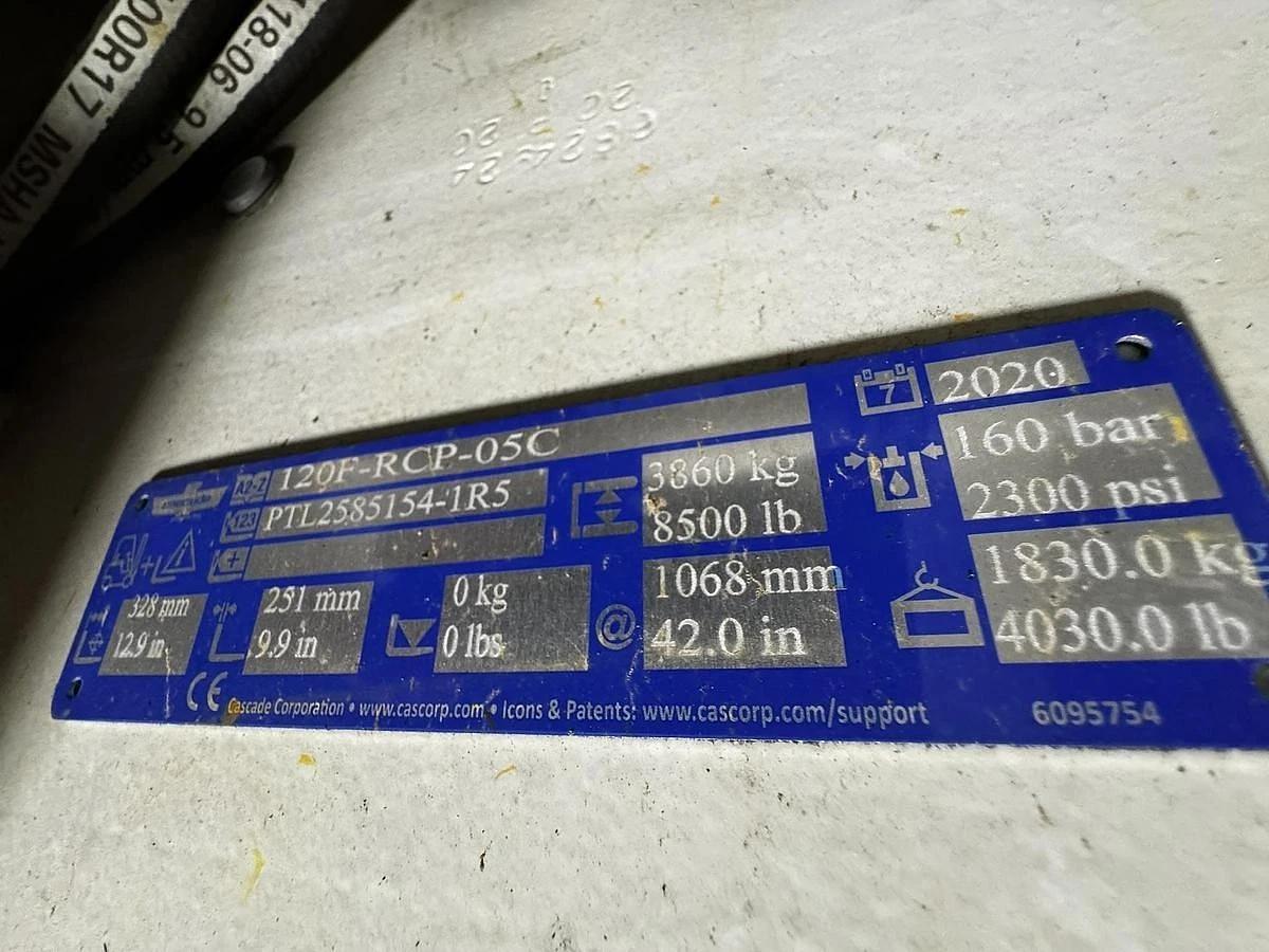 Used 15,500 POUND YALE MODEL GLC155VX FORKLIFT WITH 84" CASCADE PAPER ROLL CLAMP LOW