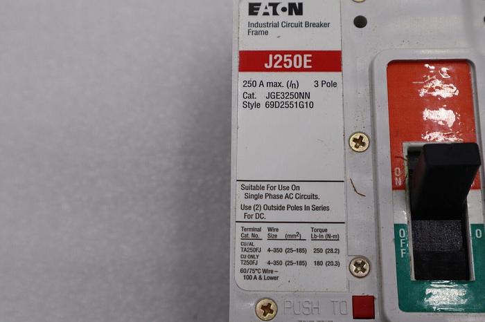 NEW EATON/CUTLER-HAMMER JGE3250FAEB2X2 Auxiliary 3 Pole 250 Amp STOCK 2198